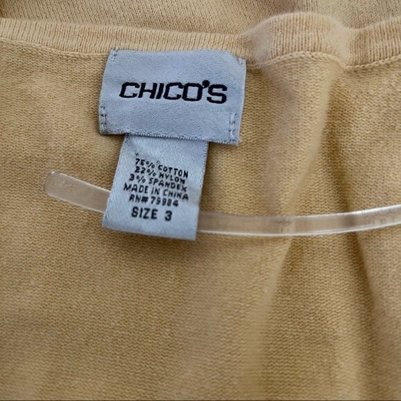 CHICOS Sweater Yellow Knit Pull over Pockets Drawstring Waistband Size 3 US XL - Picture 5 of 9